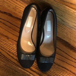 Black fish scale suede block heel pomps Sz 38
